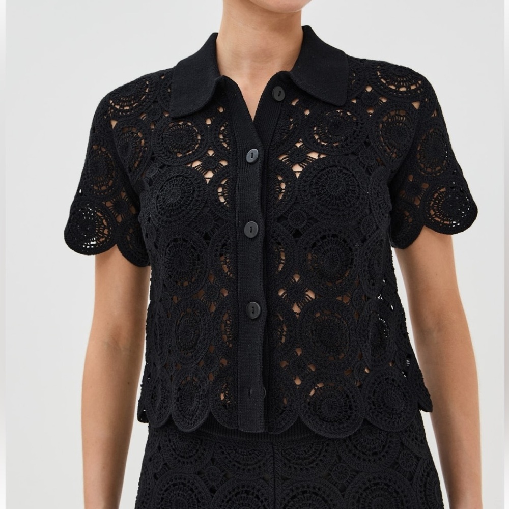 Le Bop Black Crochet Women Top